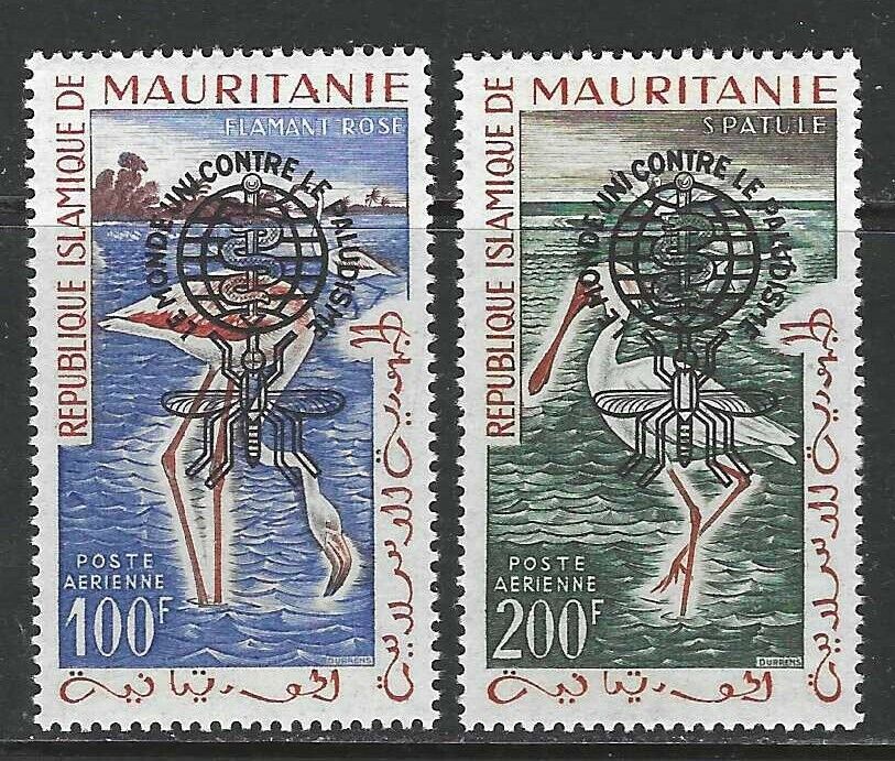 Mauritania  - C14a-c15a Type 2 - Mnh - 1961 - Anti-malaria O/p On Sea Birds